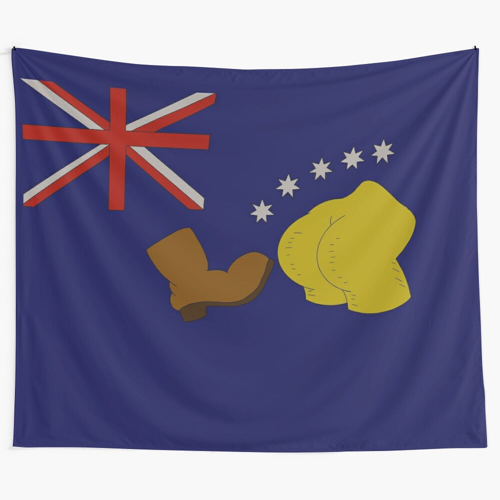 Simpsons-inspired Australian boot flag tapestry