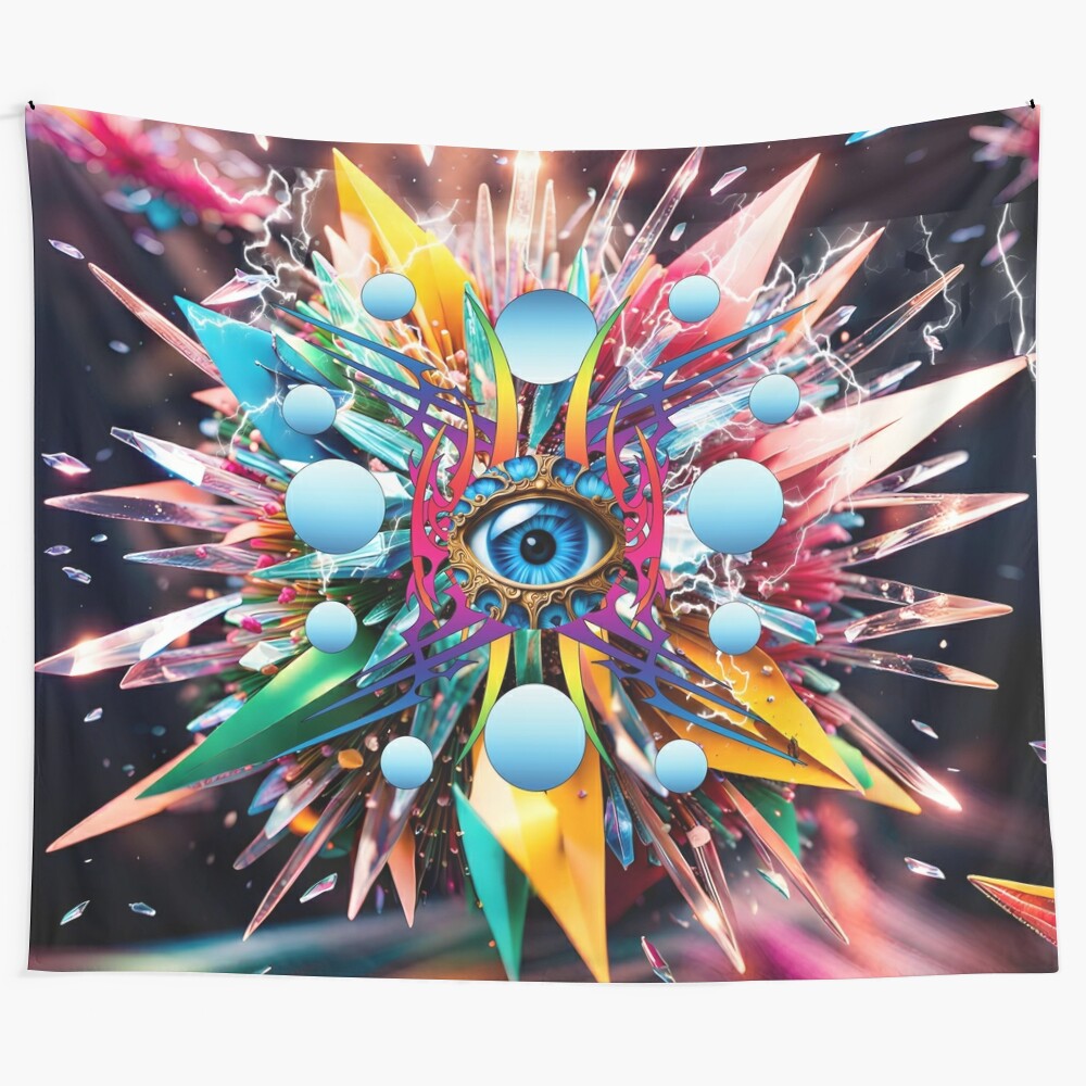 Third eye tapestry featuring abstract, psychedelic patterns