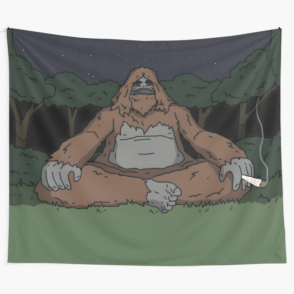 Sassy the Sasquatch from The Big Lez Show tapestry wall hanging