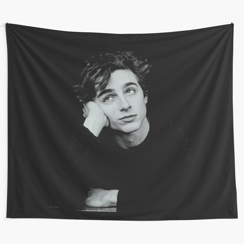 Timothee Chalamet-inspired tapestry featuring a portrait of the popular actor