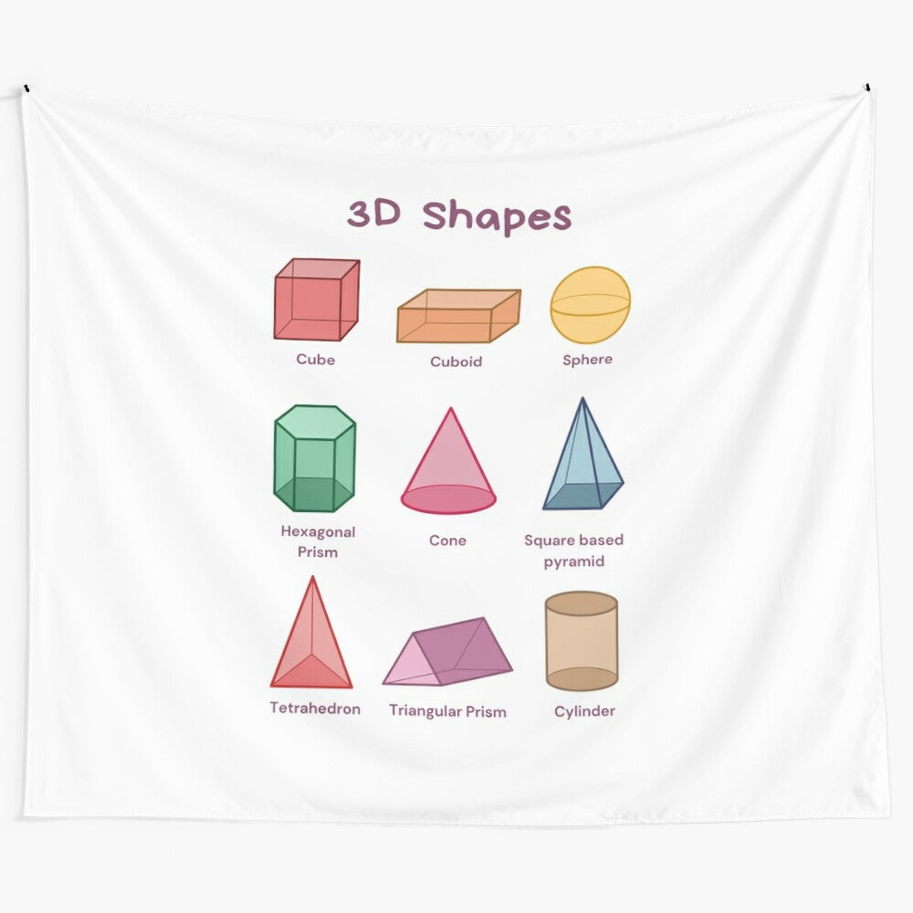 3D Geometric Shapes Educational Tapestry