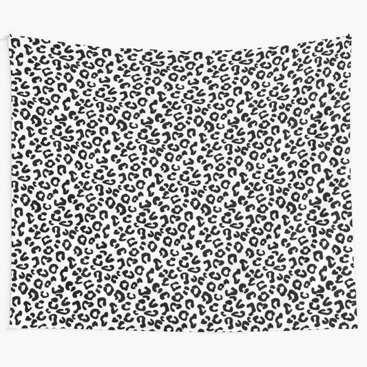 Black and white abstract cheetah print tapestry wall art