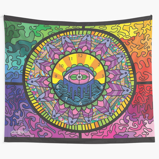 Colorful and detailed trippy tapestry wall art