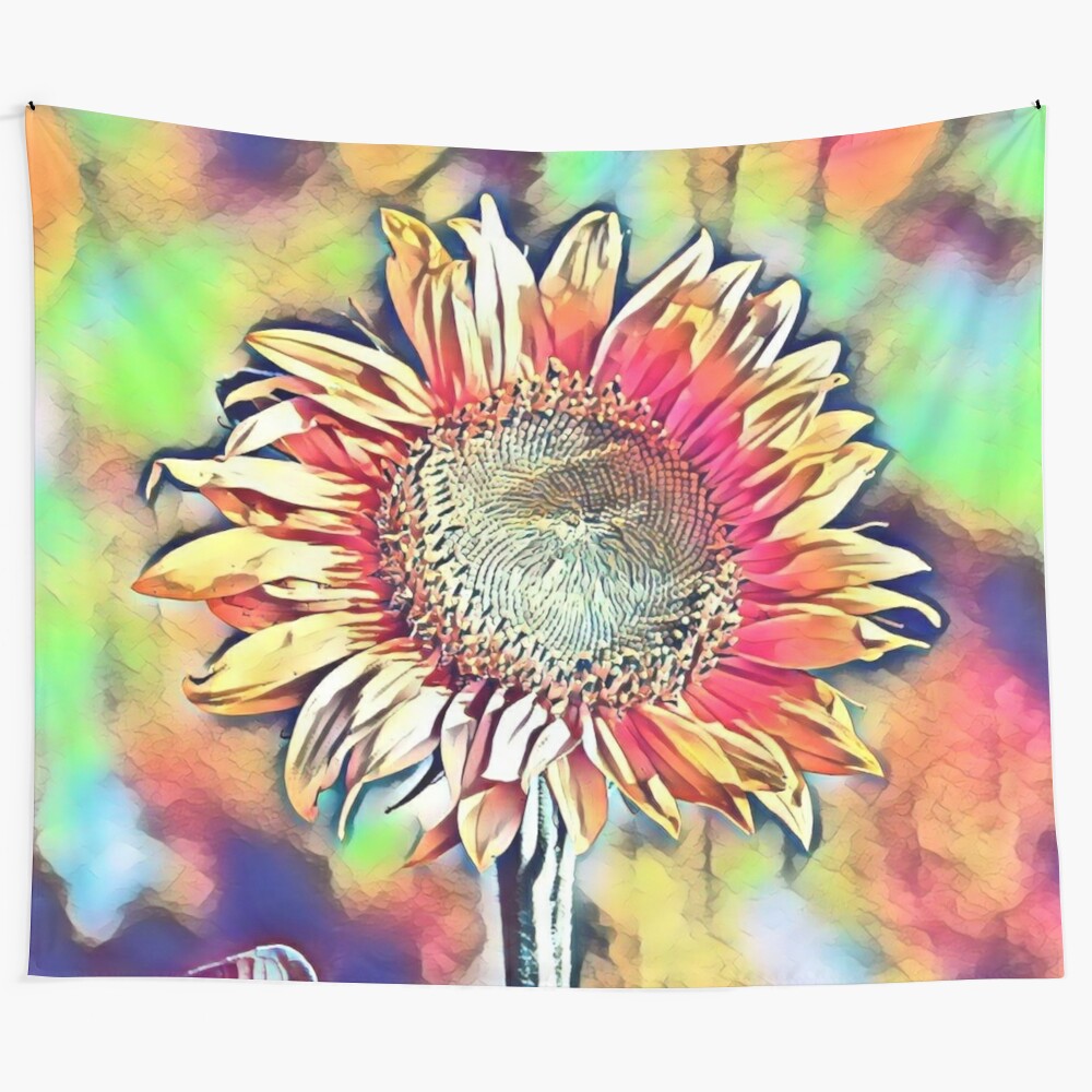 Sunflower sketch tapestry with a vibrant, abstract design