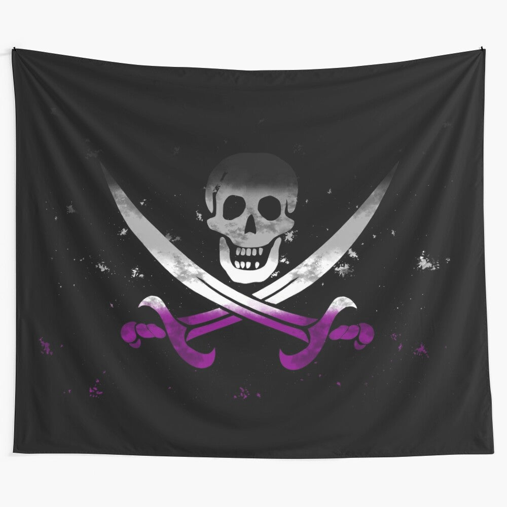 Asexual pirate flag tapestry featuring skull and crossbones design