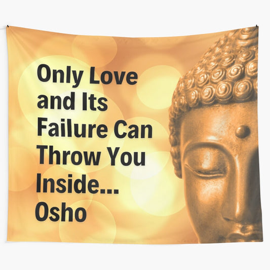 Inspirational Osho quote tapestry with black and white design