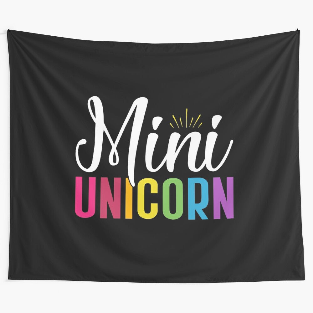 Cute mini unicorn tapestry wall hanging featuring a magical mythical creature