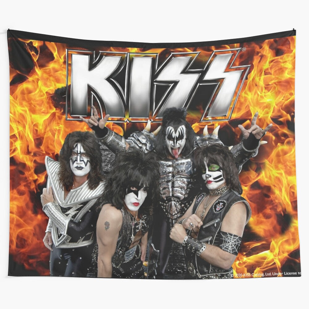 KISS tapestry featuring the iconic band logo and artwork