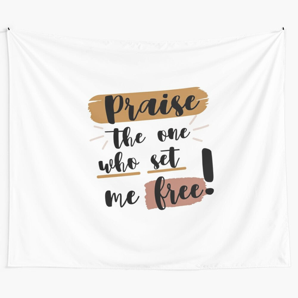 Minimalistic floral tapestry with Bible verse, perfect for Christian decor