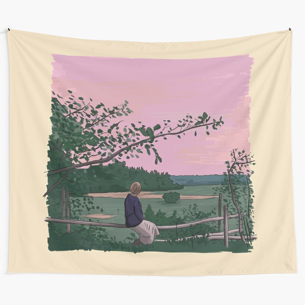 Tapestry featuring imagery from the films of renowned Soviet director Andrei Tarkovsky