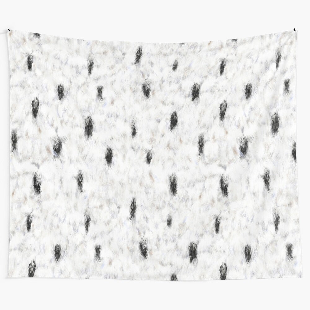 Faux fur ermine pattern black and white tapestry for cosplay and modern home decor