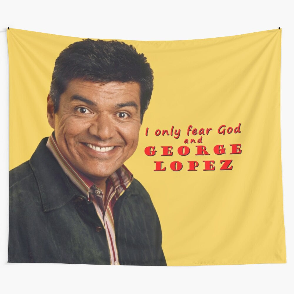 Tapestry with design inspired by George Lopez's humor and pop culture references