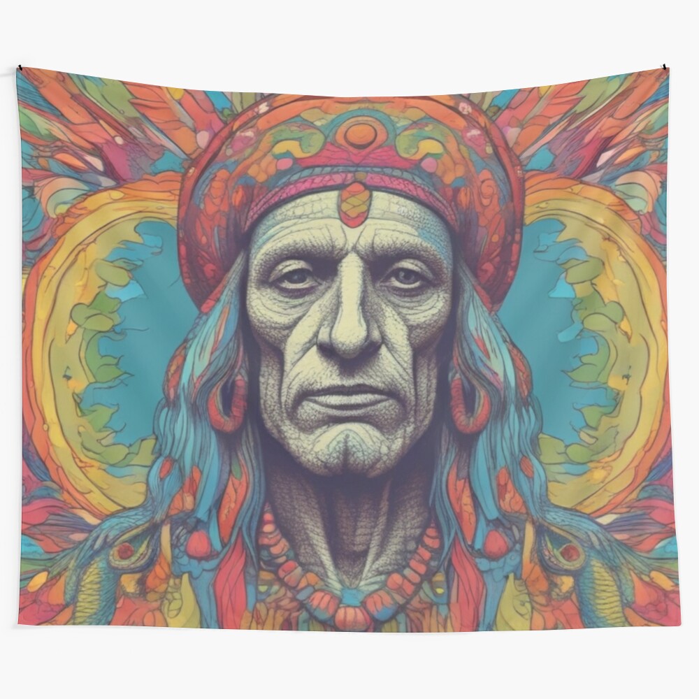 Shaman tapestry featuring psychedelic, surreal, and visionary imagery