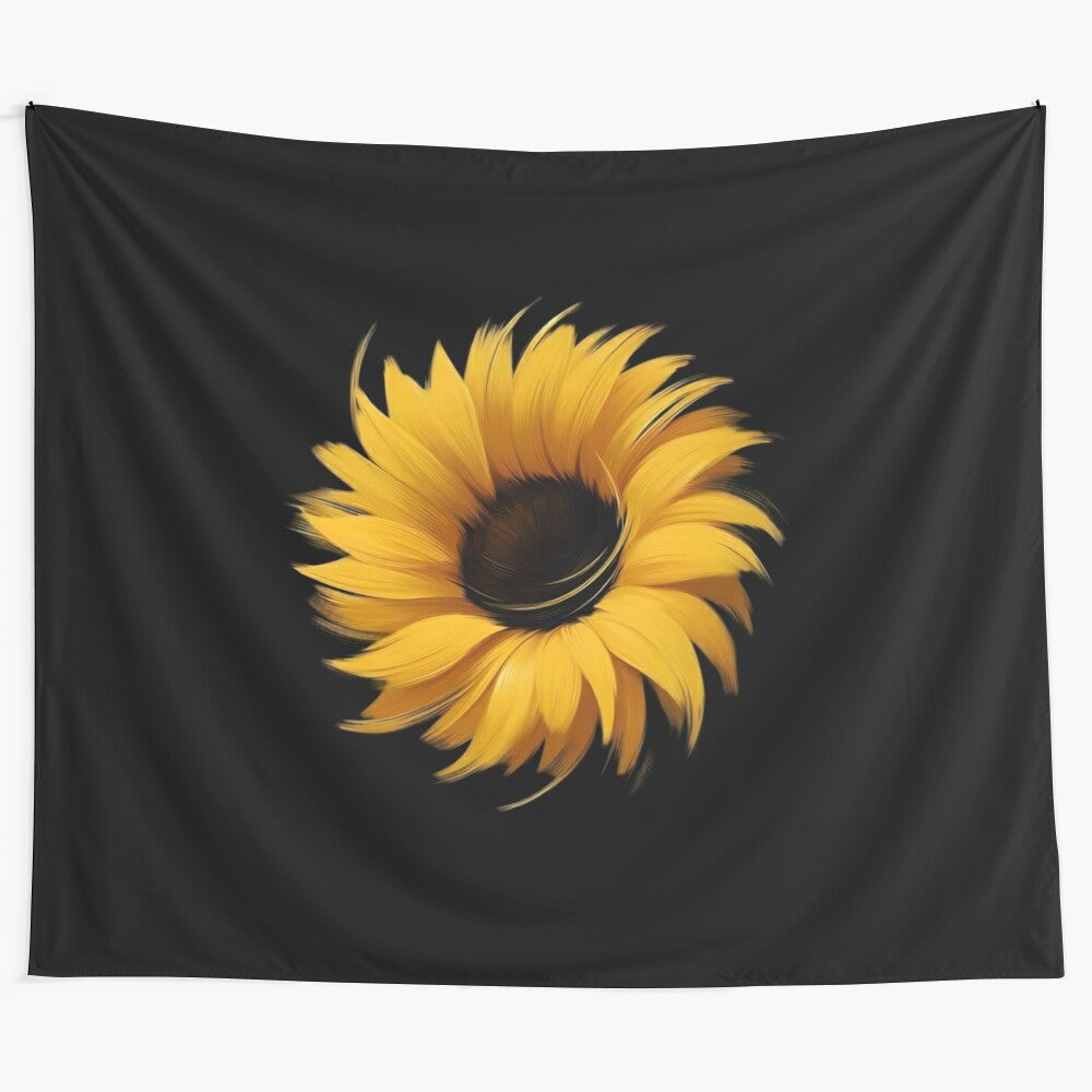 Vibrant swirling sunflower art tapestry