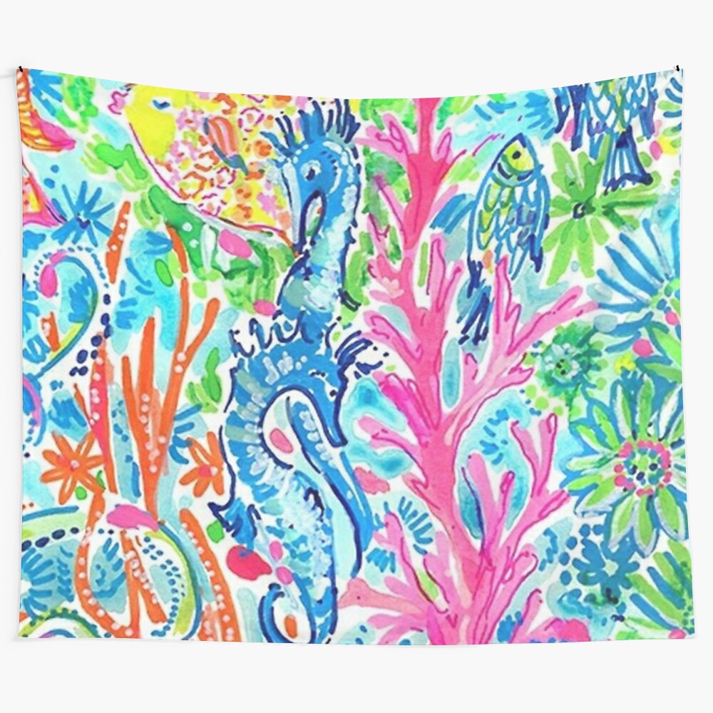 Vibrant Coastal Tapestry with Underwater Animal Motifs