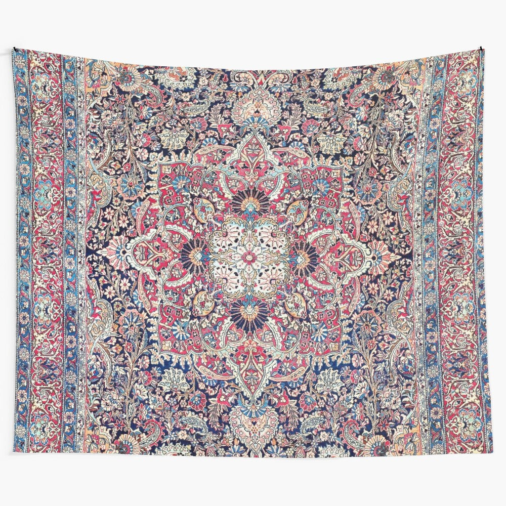 Kashan inspired Persian rug print tapestry for boho chic home decor