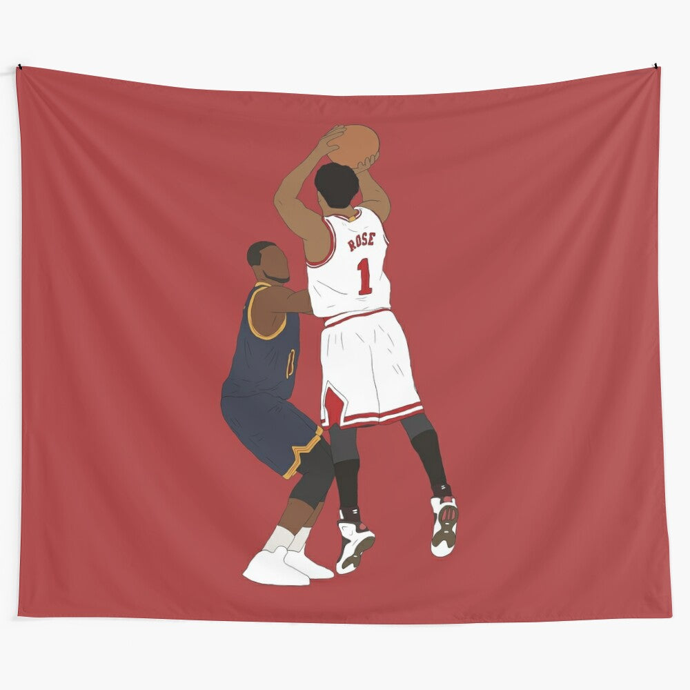 Derrick Rose inspired basketball tapestry featuring a game-winning moment