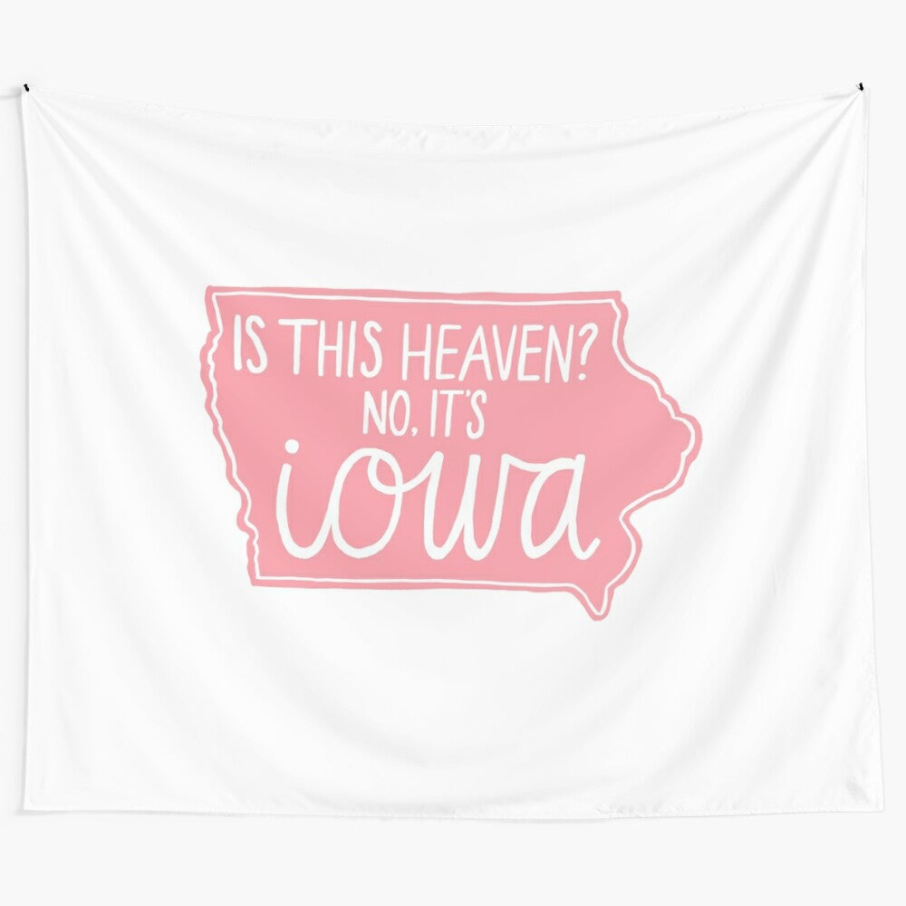 University of Iowa Hawkeyes "Is This Heaven? No, It's Iowa" Tapestry featuring iconic Iowa landscape