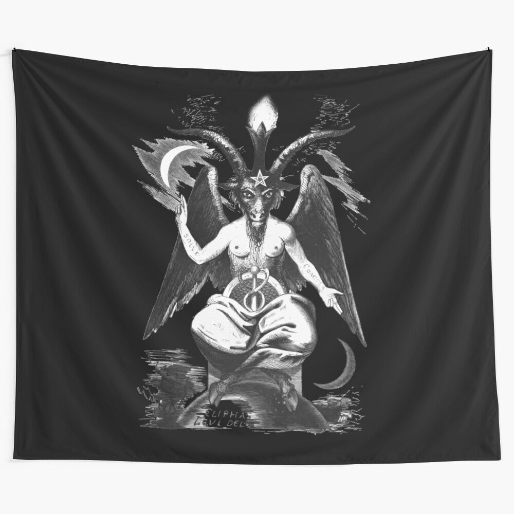 Baphomet occult symbol tapestry, dark esoteric art