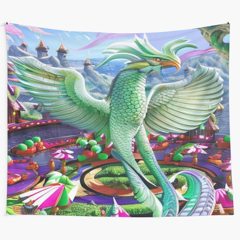 Vibrant abstract phoenix design tapestry for modern home decor