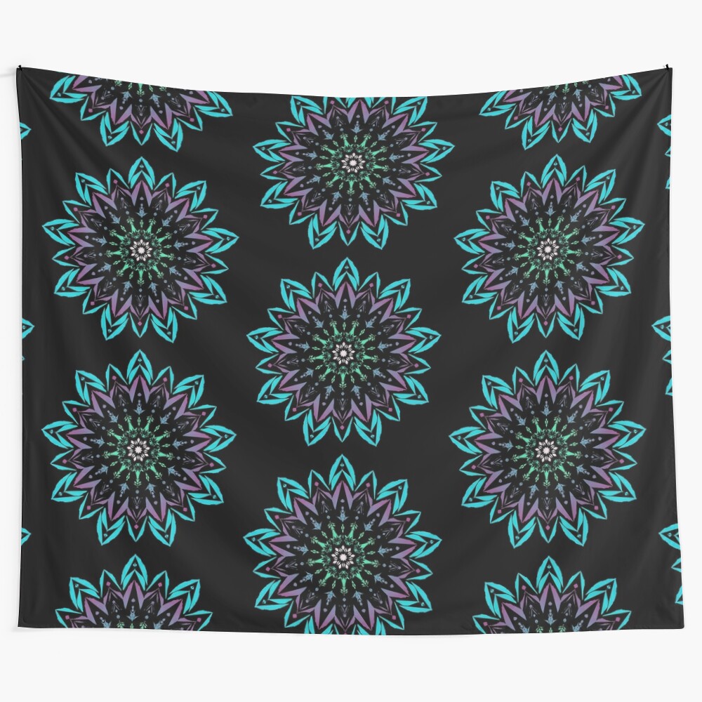 Colorful mandala art tapestry with intricate design