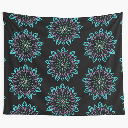 Colorful mandala art tapestry with intricate design