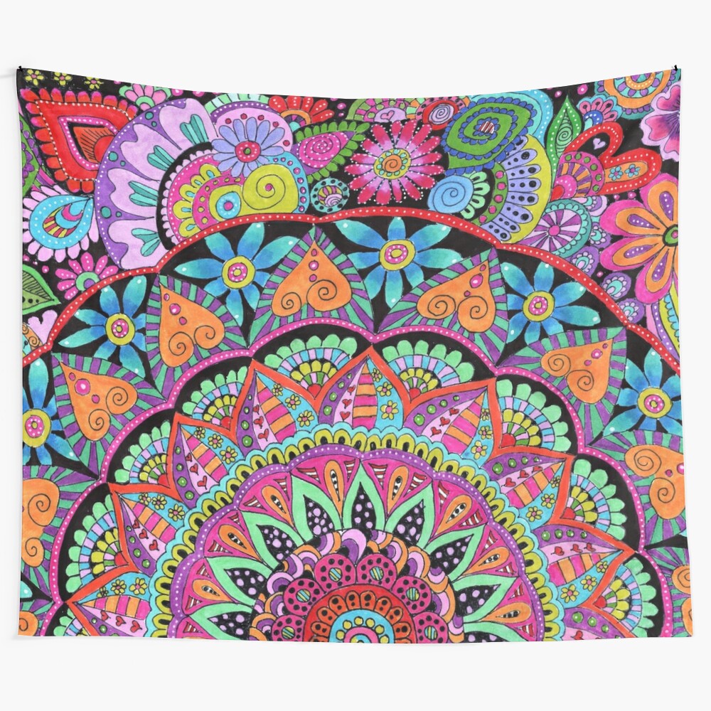 Colorful mandala pattern tapestry