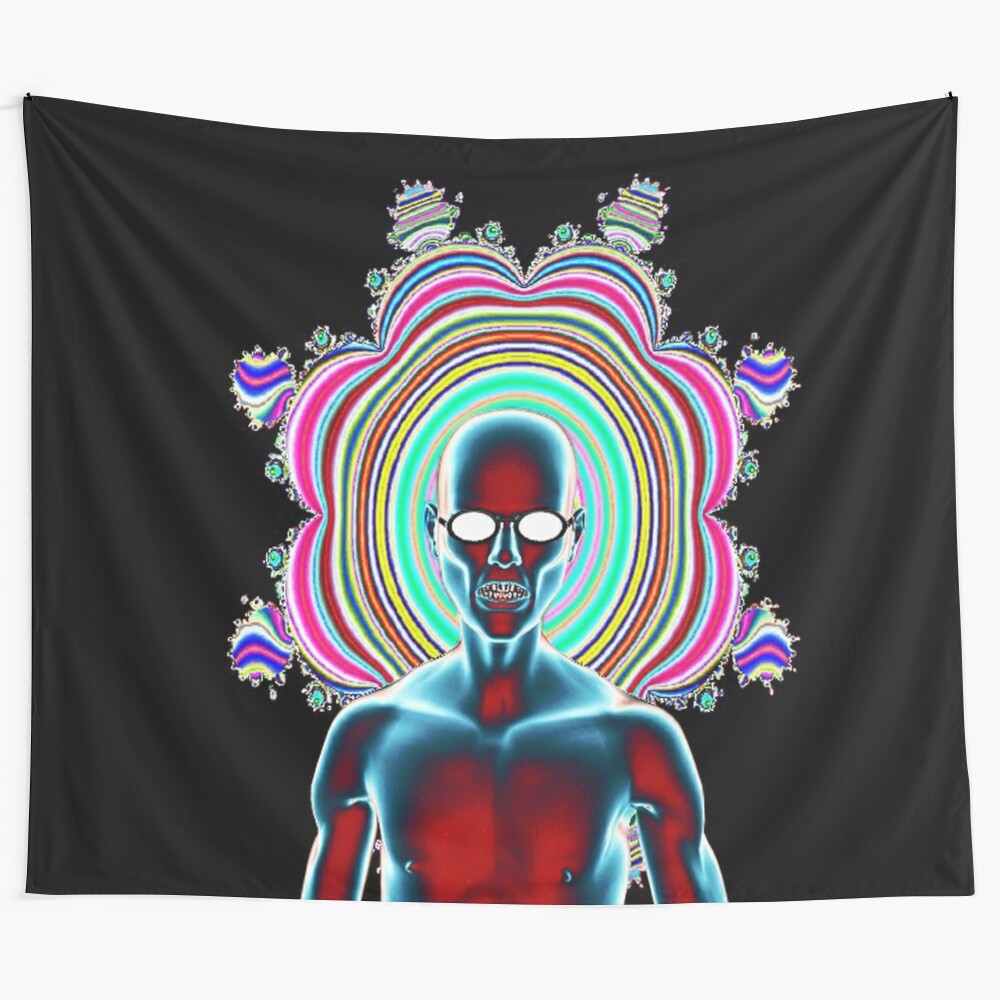 Atomic Dreams Tapestry featuring a mystical, ethereal design with a surreal, dreamlike quality