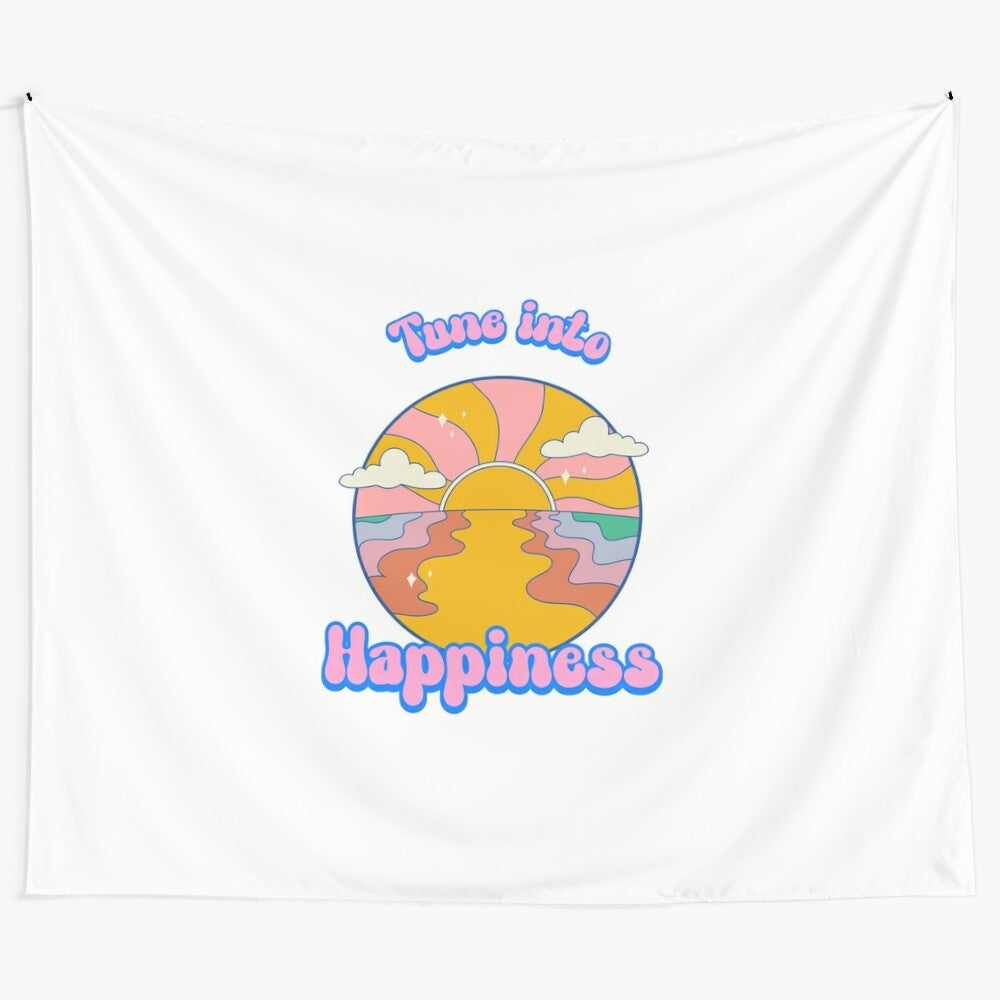 Colorful Happiness T-shirt Tapestry with Ocean Sunset Scenery