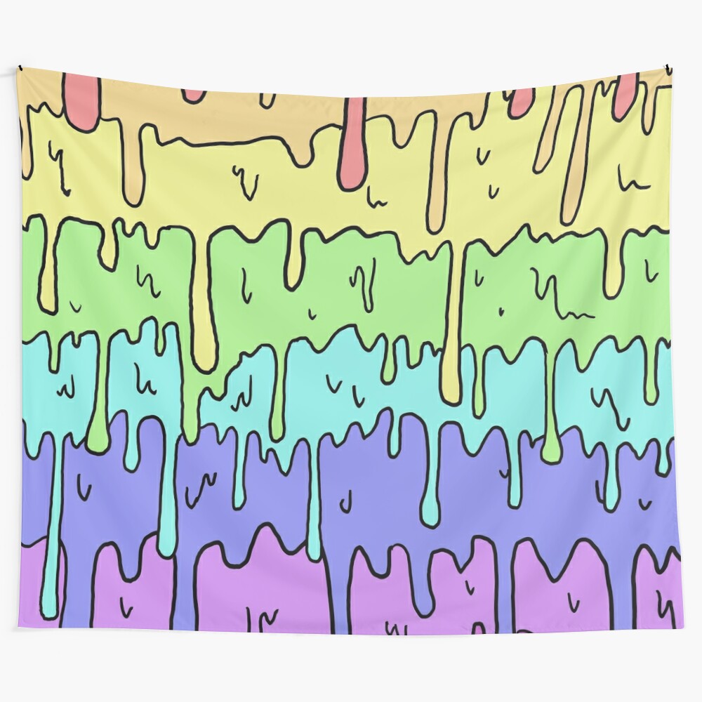 Pastel rainbow melting design tapestry