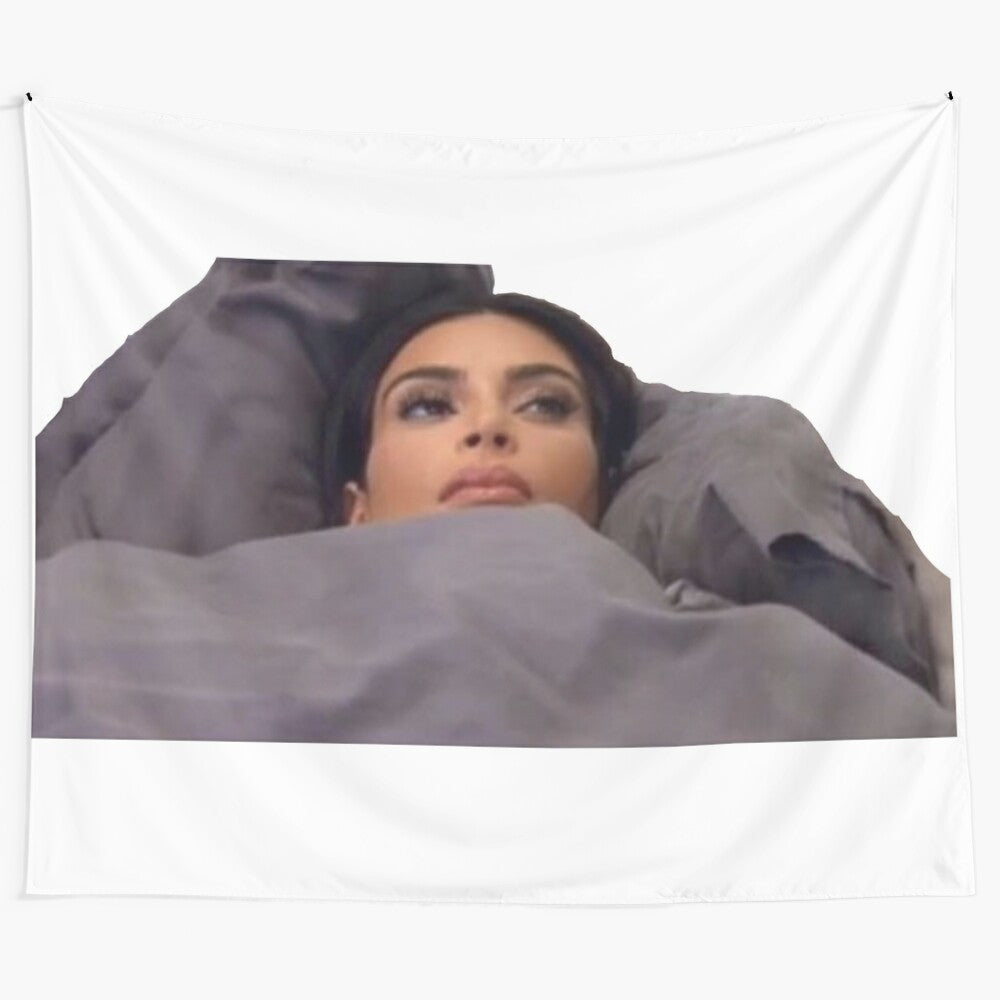 Kim Kardashian Meme Tapestry featuring bright, colorful designs and pop culture references