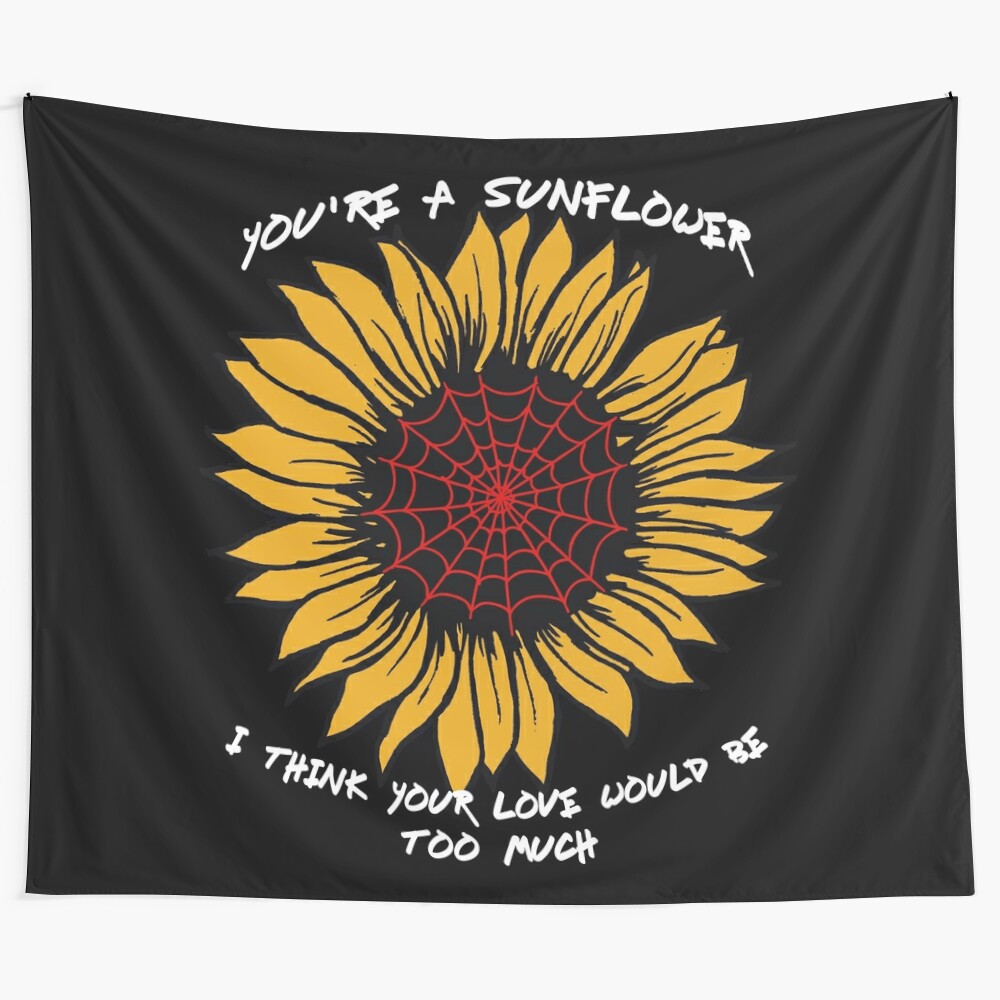 Sunflower tapestry with pop art inspired design and cultural references