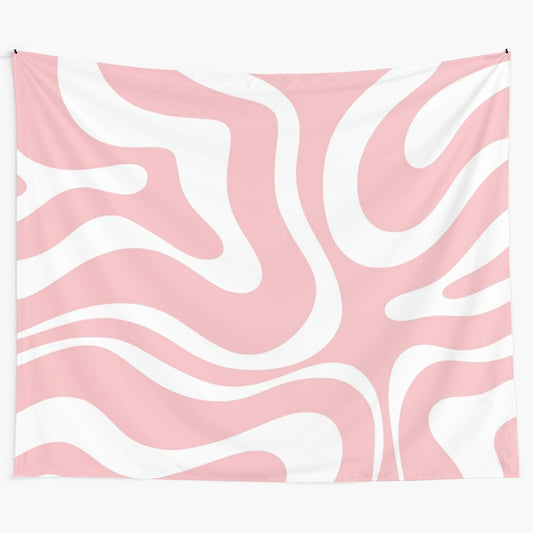 Retro modern blush pink and white abstract pattern tapestry