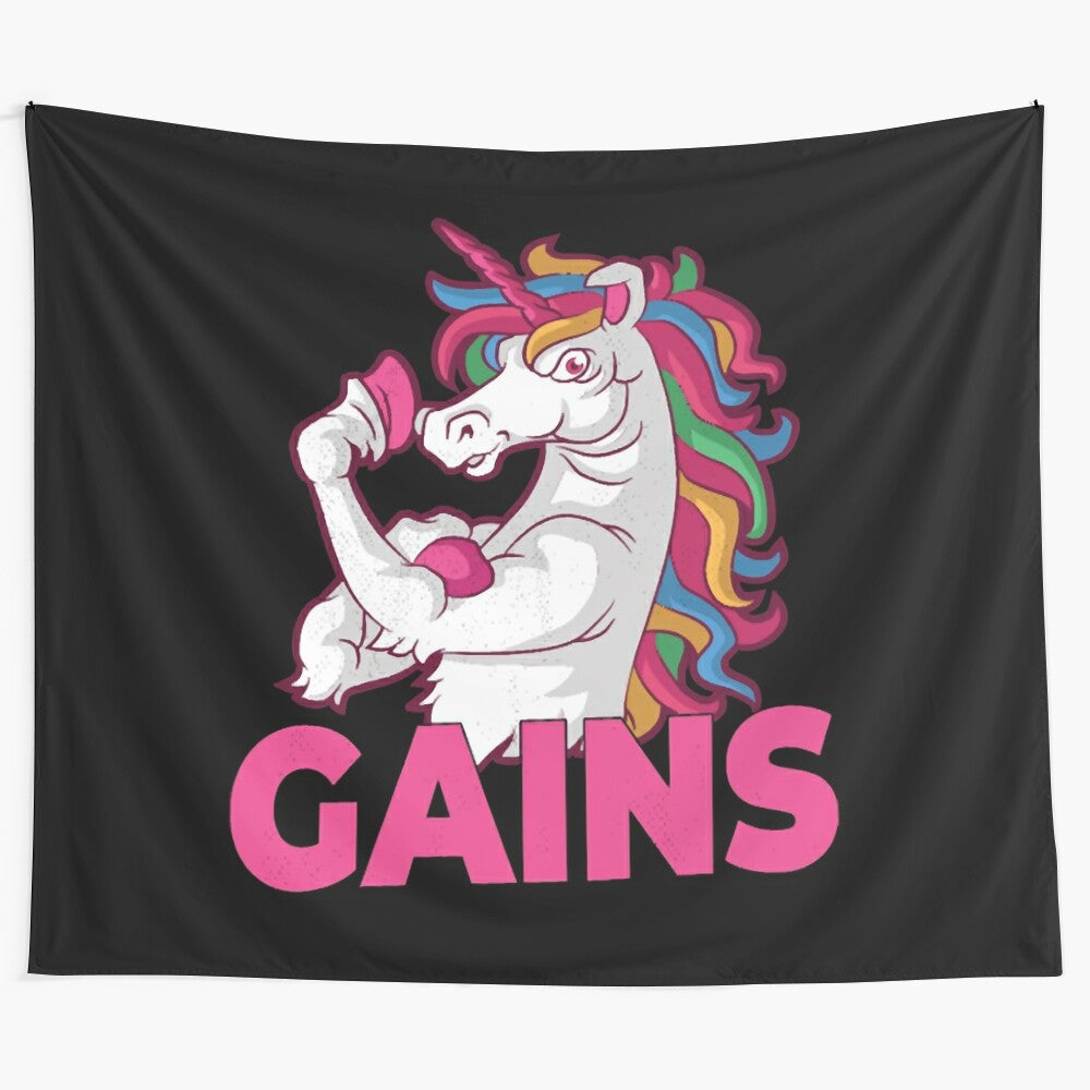 Colorful unicorn-themed tapestry for fitness and home decor