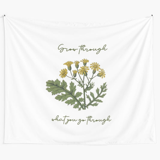 Colorful floral tapestry with the text "Grow through what you go through"