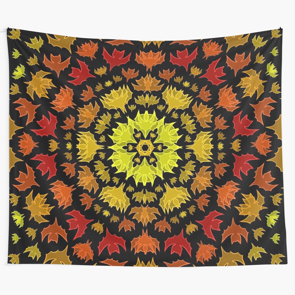 Psychedelic tapestry featuring a cursed kaleidoscope design with fire bats