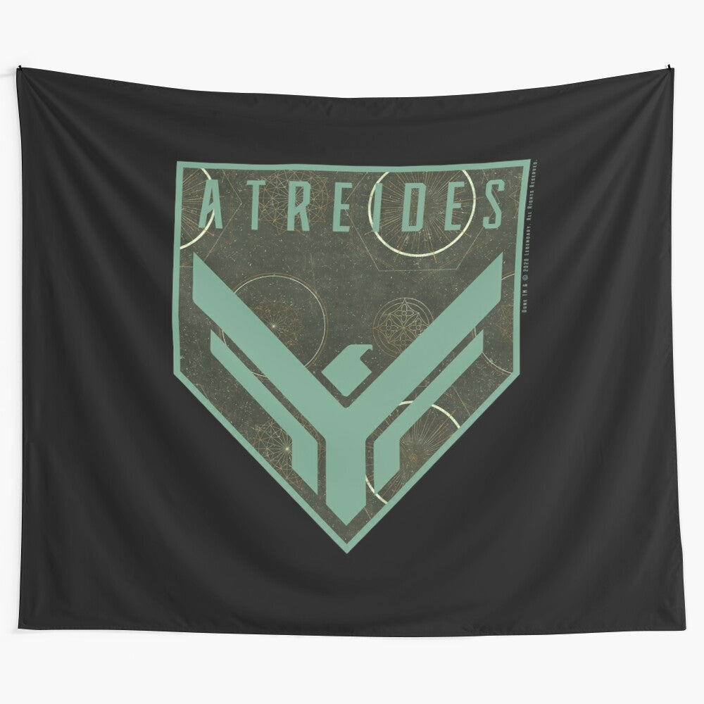 Dune-inspired House Atreides badge tapestry featuring a light pattern design