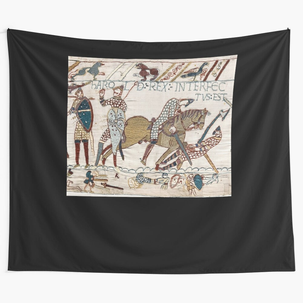 Bayeux Tapestry inspired medieval wall art depicting King Harold's death