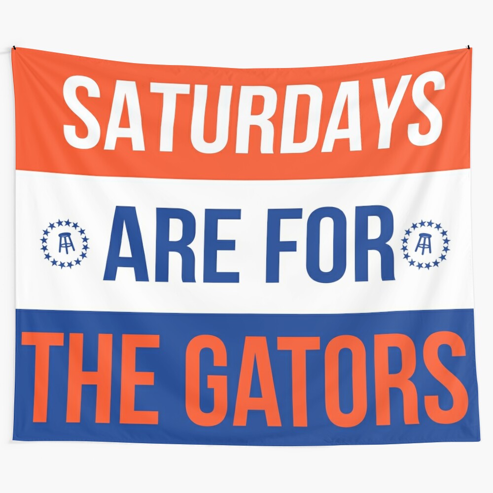 Gators football fans tapestry with "Saturdays are for the Gators" text