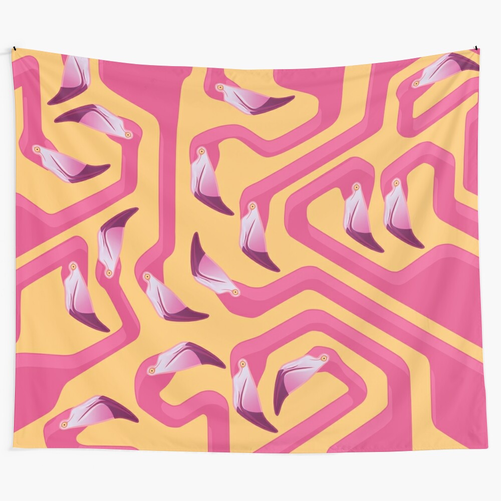 Colorful flamingo maze tapestry for modern home decor