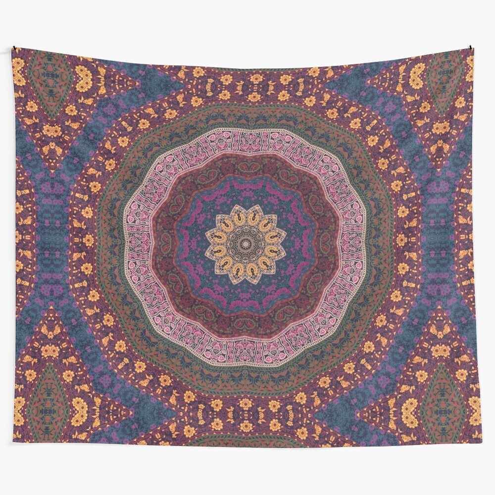 Colorful mandala tapestry with 11:11 design, ideal for boho home decor