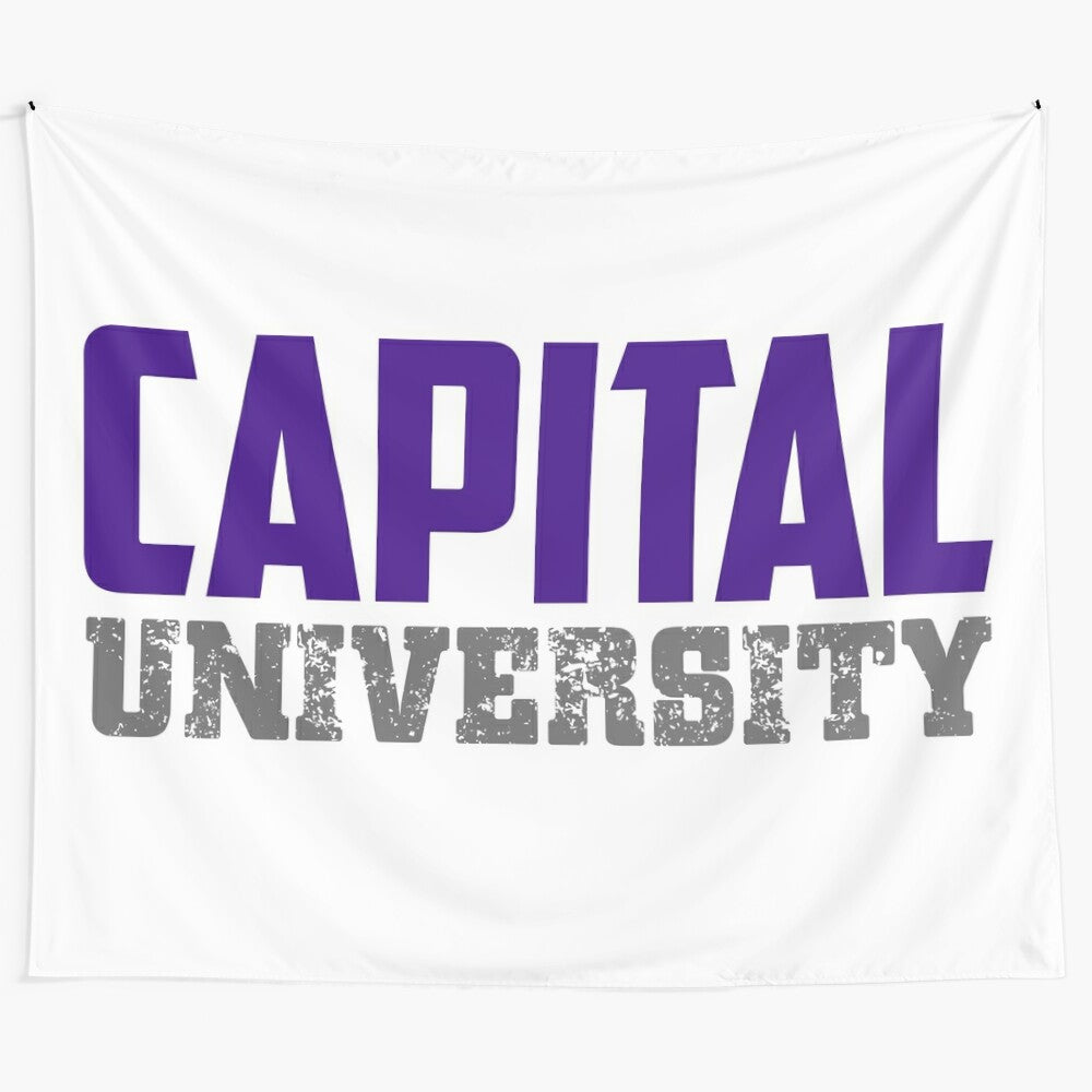 Tapestry with Capital University Crusader logo and Columbus, Ohio text