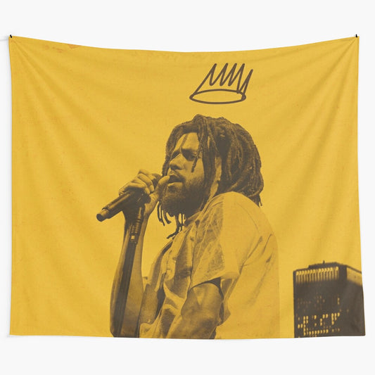 J Cole-inspired King Cole 2 tapestry collage featuring lyrics and motivational imagery