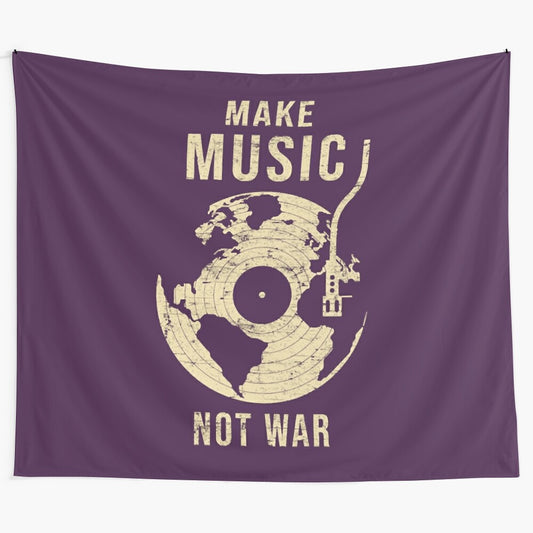 "Make Music Not War" inspirational tapestry wall art