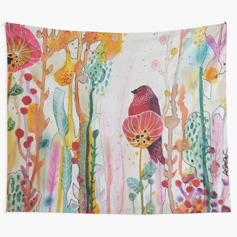 Calme tapestry featuring a peaceful floral design