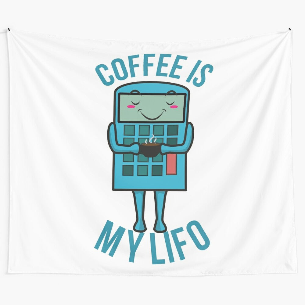 Accounting coffee lovers tapestry with funny occupations and puns