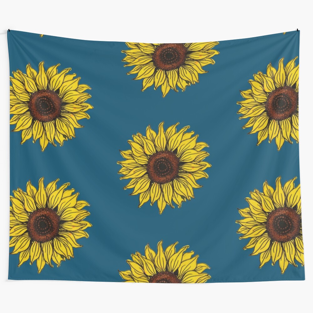 Watercolor sunflower tapestry with a vibrant yellow bloom