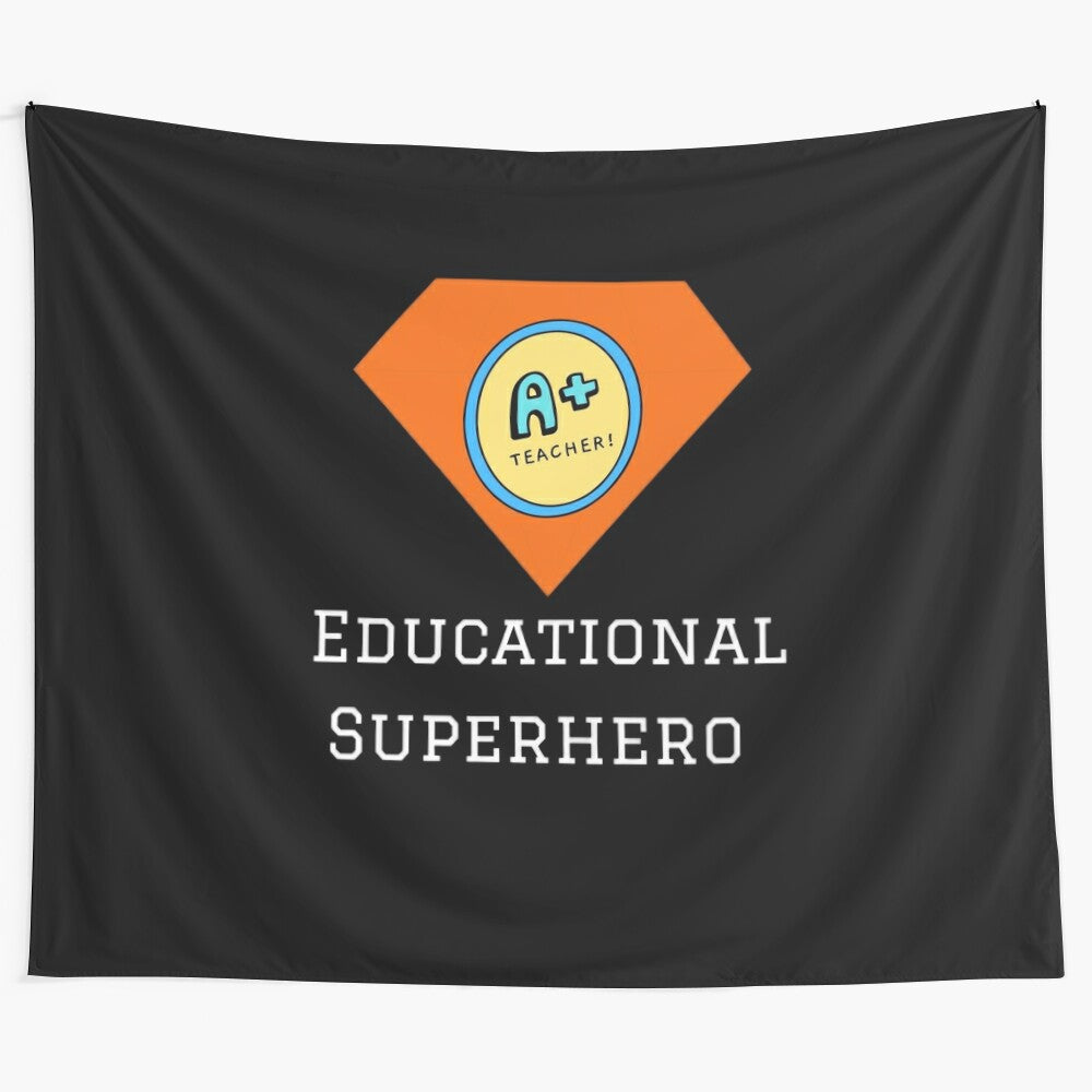 Colorful educational superhero tapestry with science and math quotes for classrooms and colleges