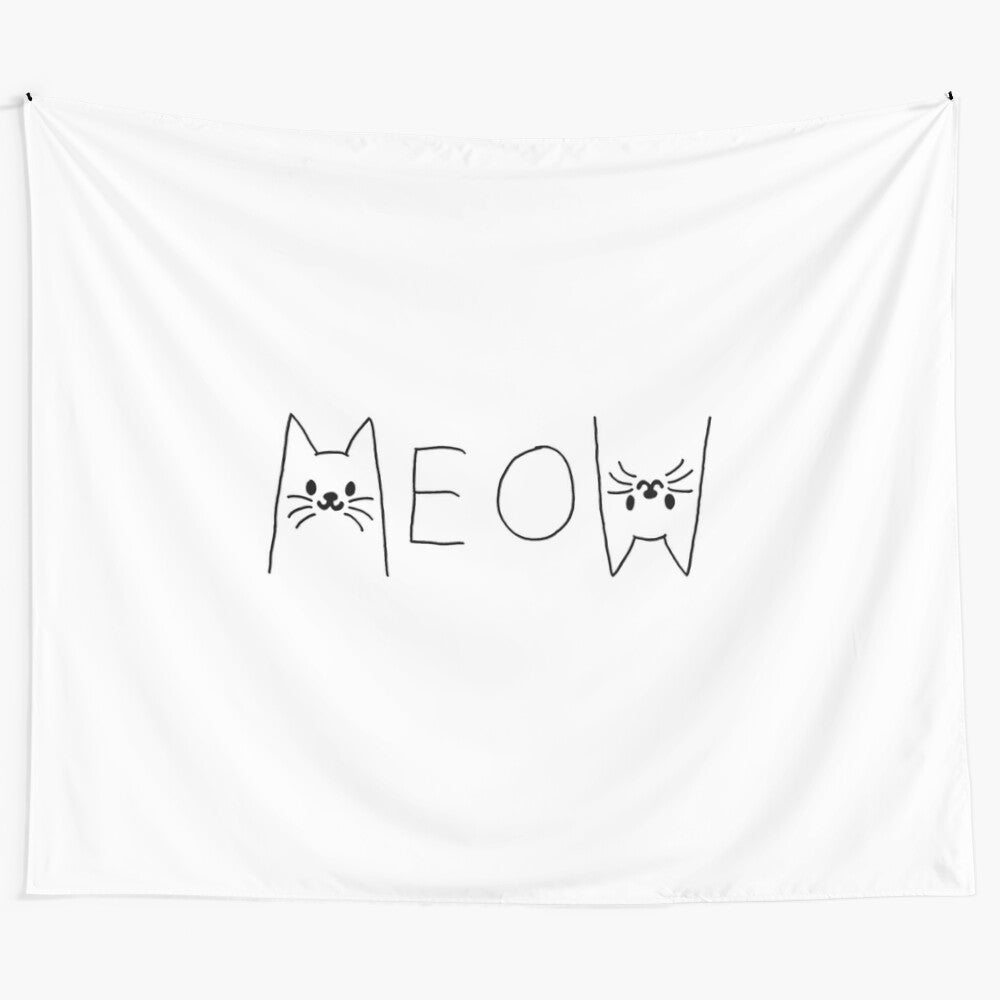 Cute cat tapestry with a meow design