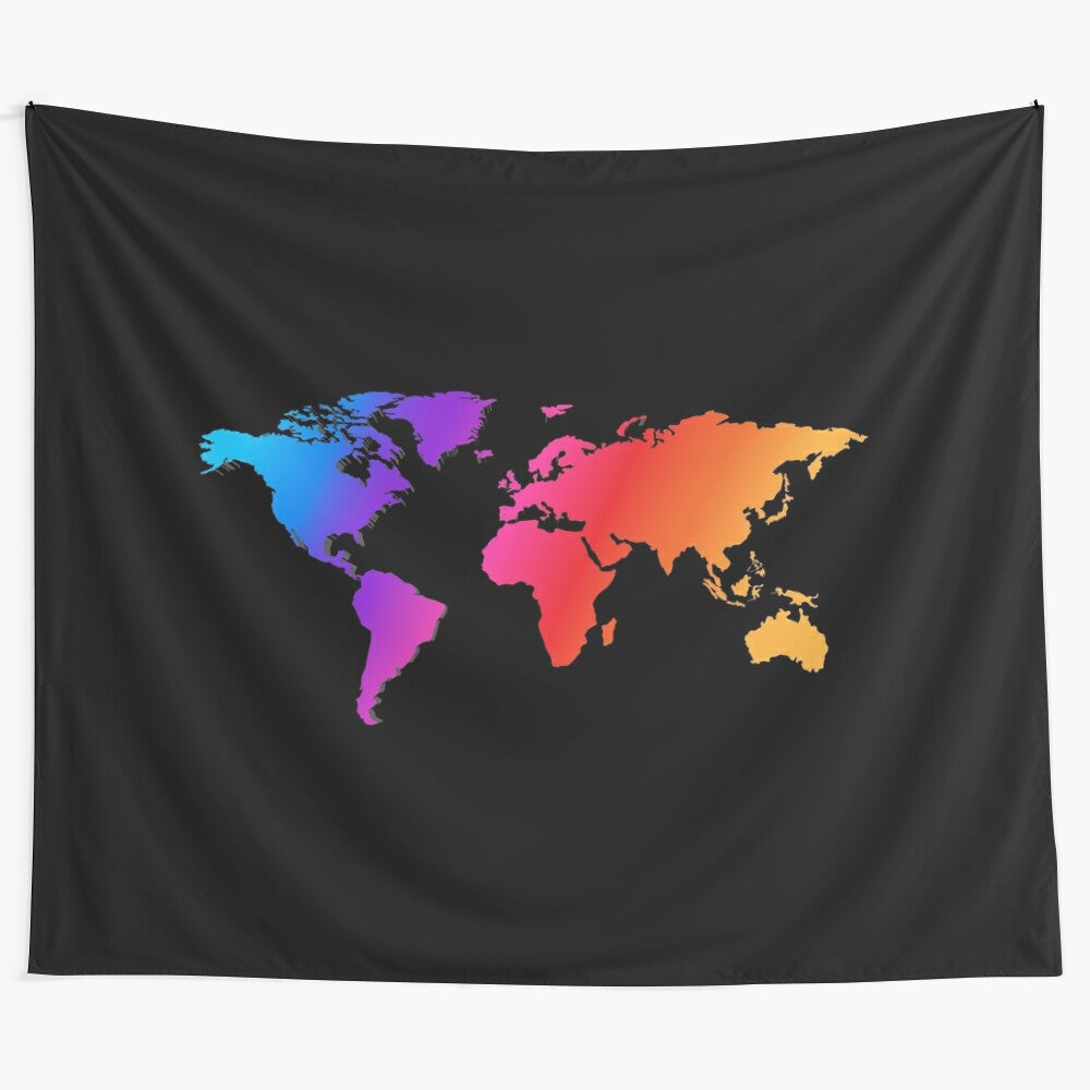 Vintage world map tapestry for home decor